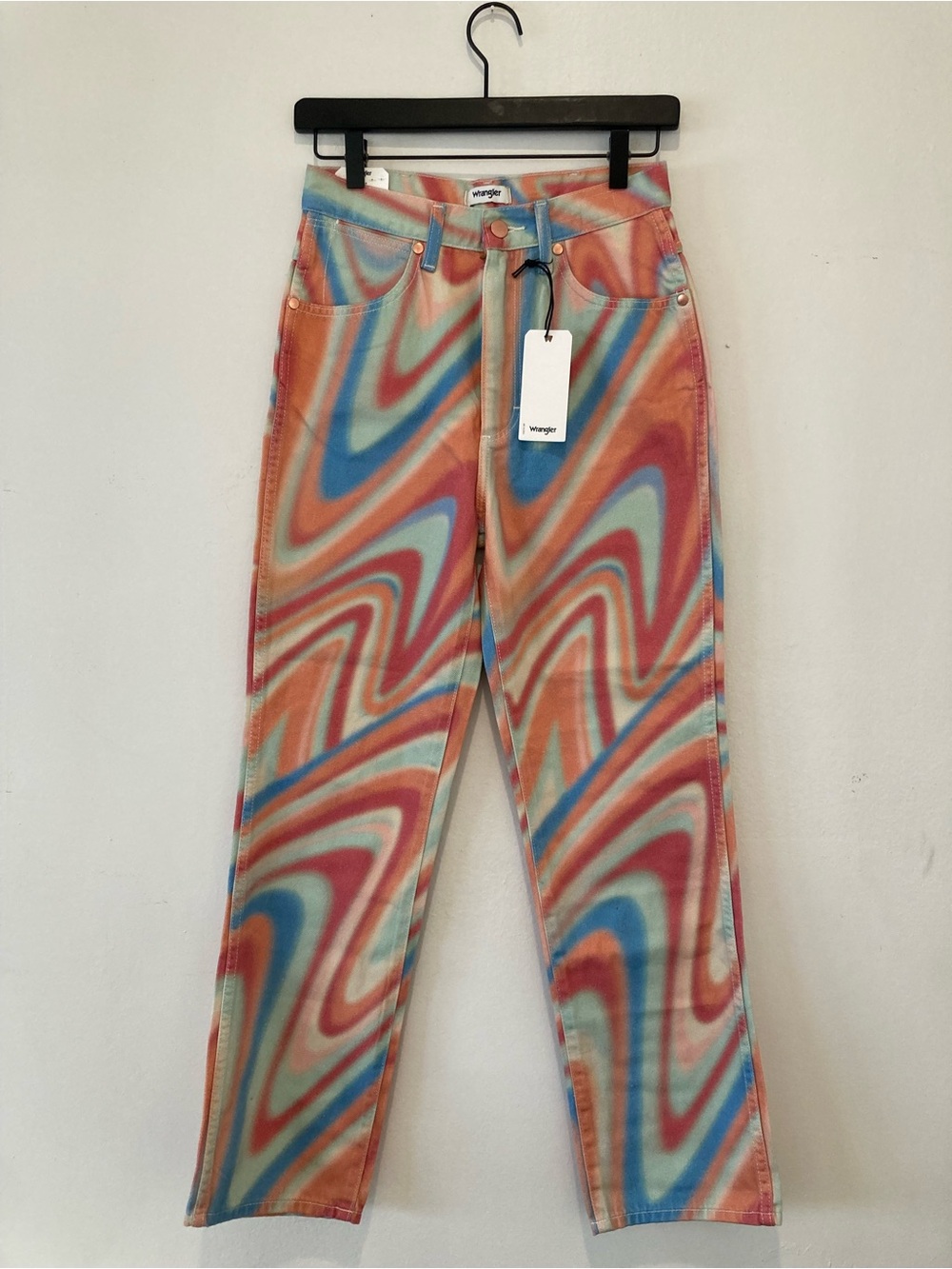 Wrangler Swirl Print Jeans in Coral, Blue & Mint
